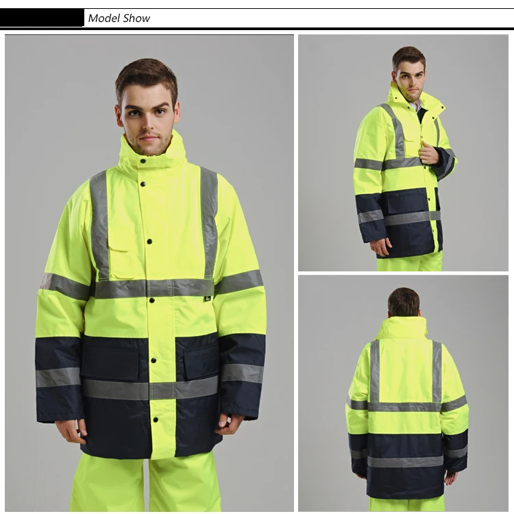EN471 ANSI/SEA 107 Hi vis двухцветная водонепроницаемая куртка для парка безопасности со светоотражающей лентой оранжевая рабочая одежда зимняя куртка
