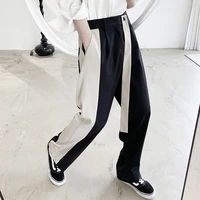 summer tide mens loose casual pants detachable streamer personality korean version of contrast color drape straight trousers