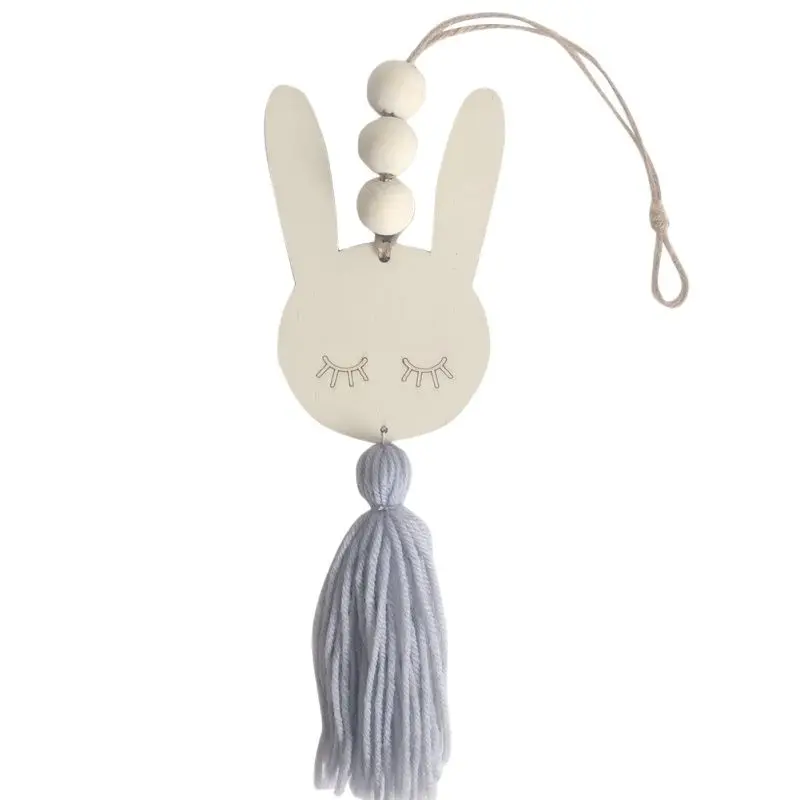 

Nordic Wooden Beads Tassel Ornaments Tassels DIY Craft Star Rabbit Cute Kids Room Decoration Wall Hanging Home Decor Pendant v