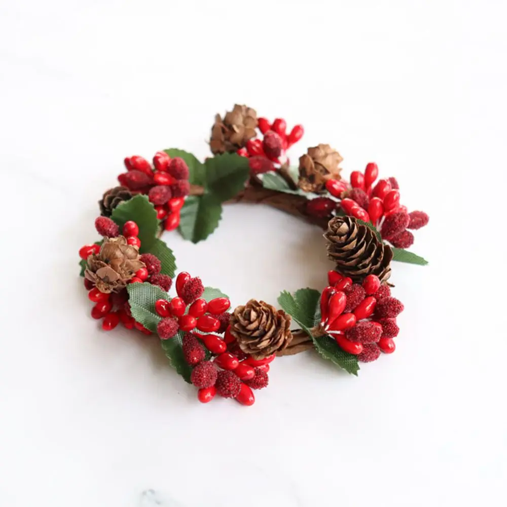

Christmas New Mini Garland Decoration Tapered Candle Ring Candle Holder Holder Dinner Wedding Party Home Accessories