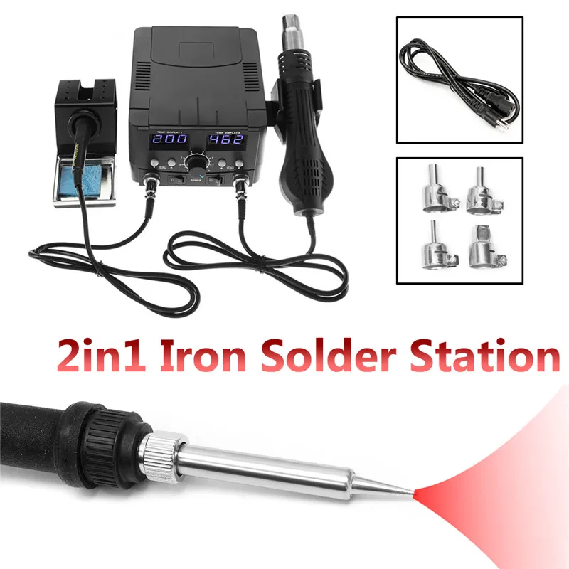 

750W 110V Rework Soldering Station 8582D LCD Electric Hot Air Gun Heater SMD Desoldering Iron Station Solder Welding Machine