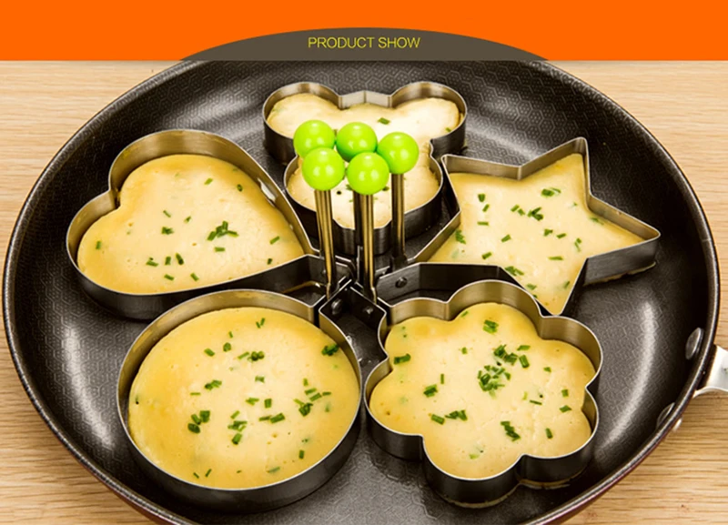 

Stainless Steel 5Style Fried Egg Pancake Shaper Omelette Mold Mould Frying Egg Cooking Tools Kitchen Accessories Gadget Rings