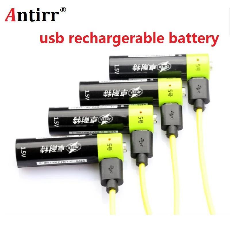 Перезаряжаемая батарея ZNTER AA 1 5 в 2 А 1250 мАч зарядка через USB литиевая с кабелем Micro