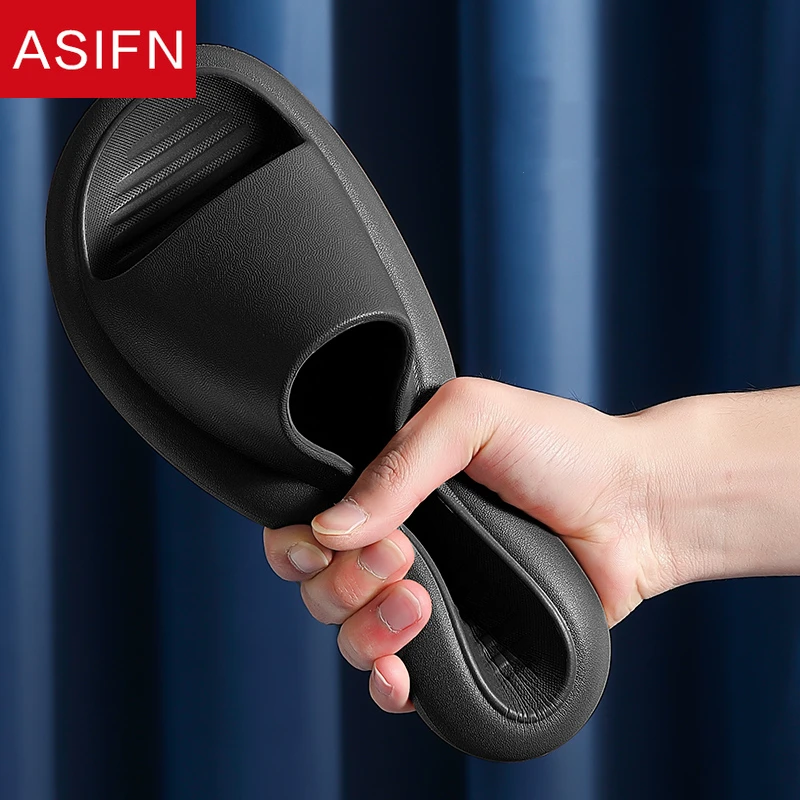

ASIFN Men Summer Bathroom Slippers Home Indoor Women Slides Soft Bottoms Non-slip Comfortable Simple Flat Men Pantoufle Homme
