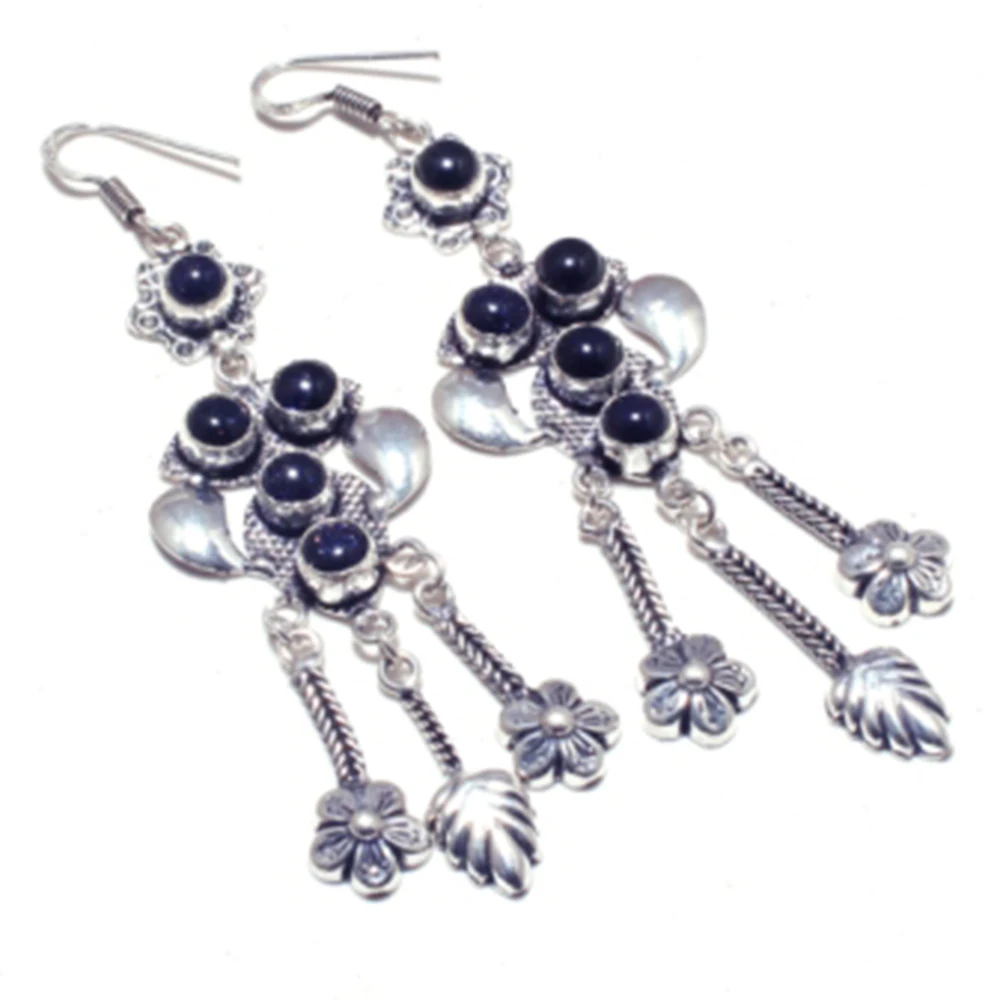 

Black Onyx Silver Overlay on Copper Earrings , 98 mm , E4632