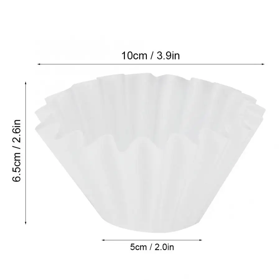 

50Pcs Filter Paper Shaped Wavy Disposable Coffee Filter Paper Replacement for Coffee Making Cake Cup Coffee Filter Paper Bowl
