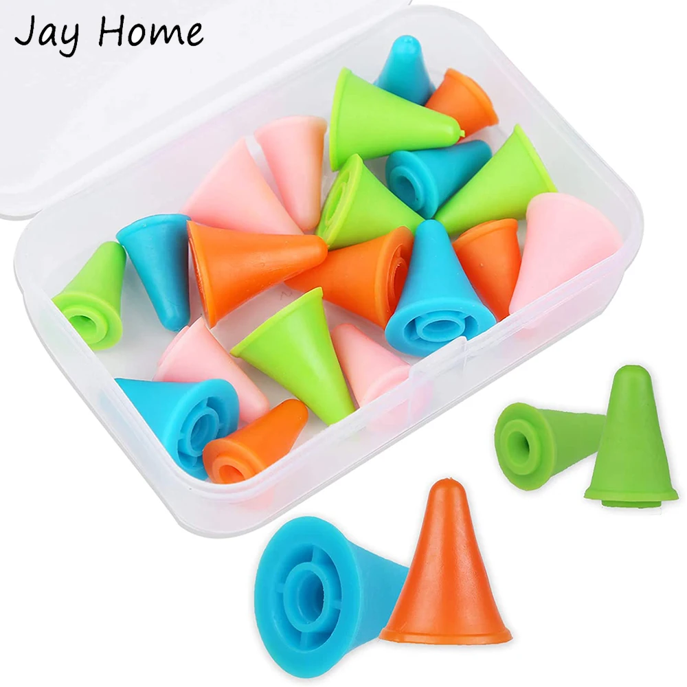 

20Pcs Multicolor Knitting Needles Point Protectors with Plastic Box Soft Rubber Weaving Needles Caps Knitting Needle Tip Stopper