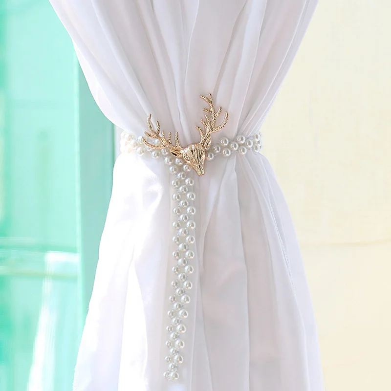 Creative Elastic Metal Curtain Strap Tie Aluminum Alloy Spring Buckles Home Decoration Tieback Clip Accessories | Дом и сад