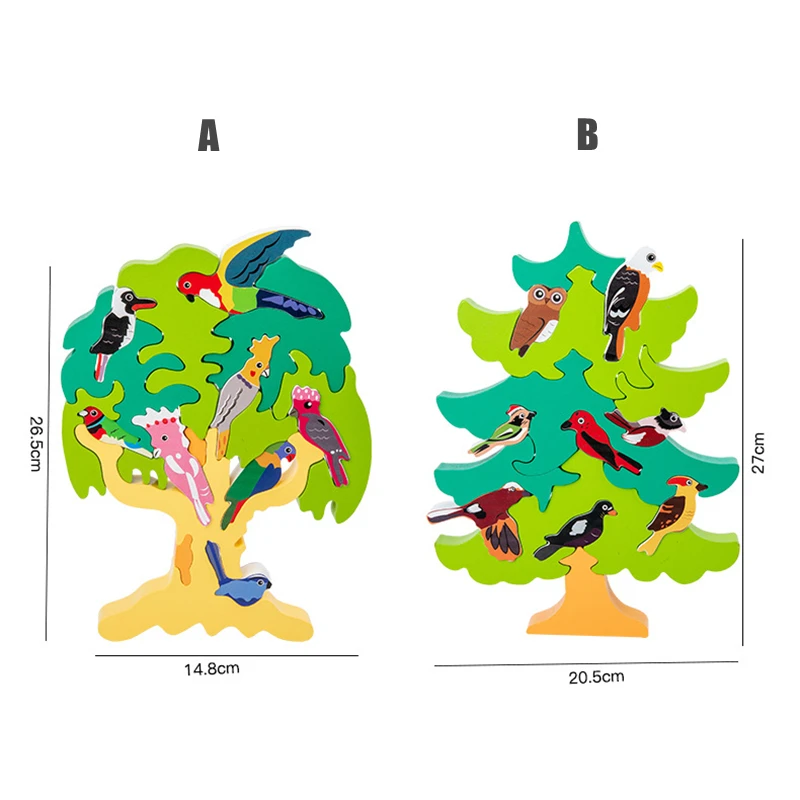 

Montessori Wooden Bird Tree Toy 3D Hand-Grabbing Puzzle Board DIY Early Education Parent-Child Interactive Learning Toys