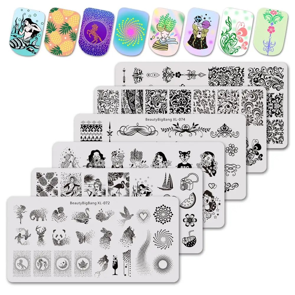 6Pcs Vine Animals Design Rectangle Nail Art Stamping Plates Set BBBXL-071/072/073/074/075/076 | Красота и здоровье