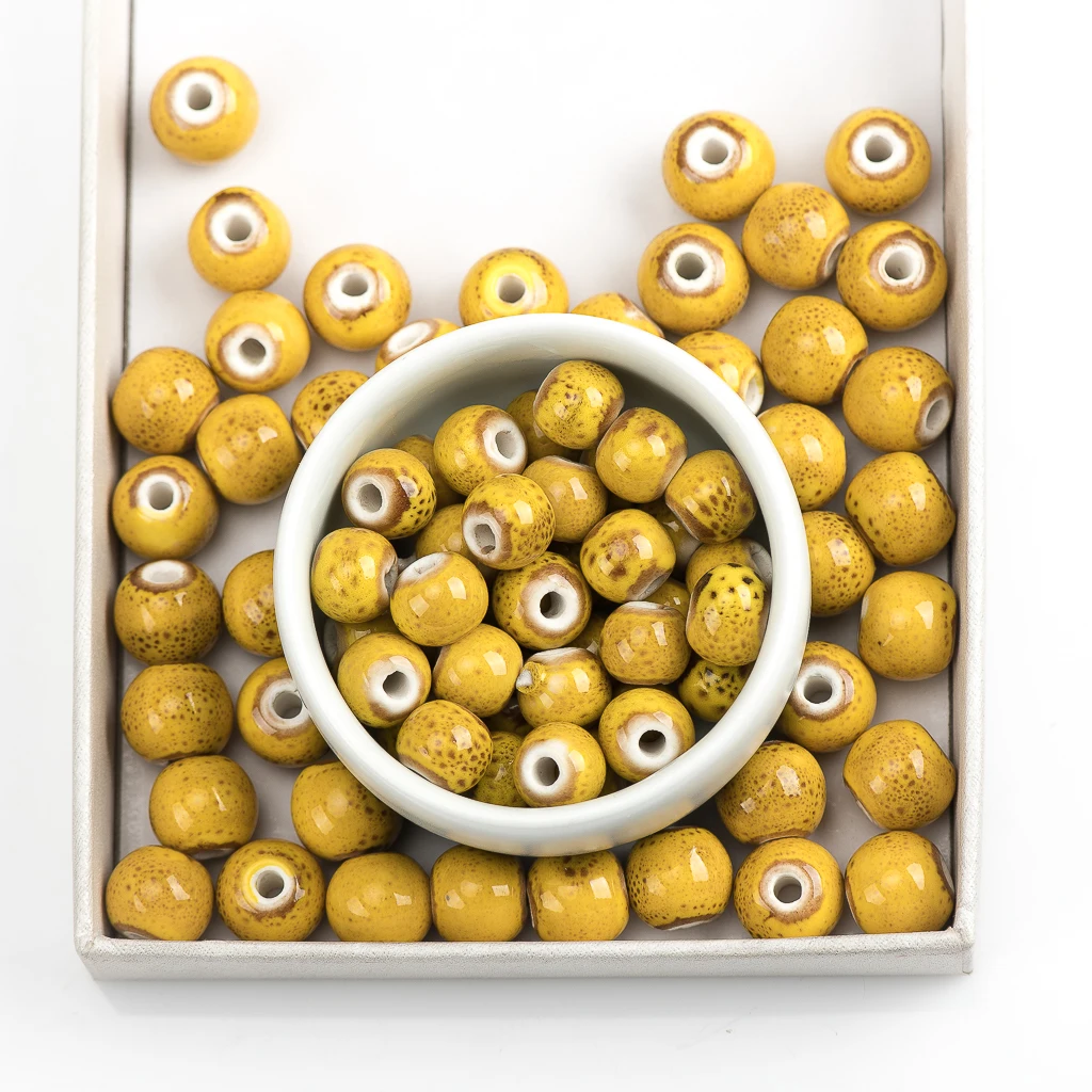 10#12# 40pcs Круглые керамические бусины ручной работы из фарфора с отверстием для изготовления ювелирных изделий 10мм 12мм #A311B.