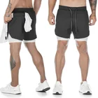 Мужские пляжные спортивные шорты 2 в 1, быстросохнущие шорты для бега, тренировок в тренажерном зале, спортивные штаны для фитнеса, лето 2021
