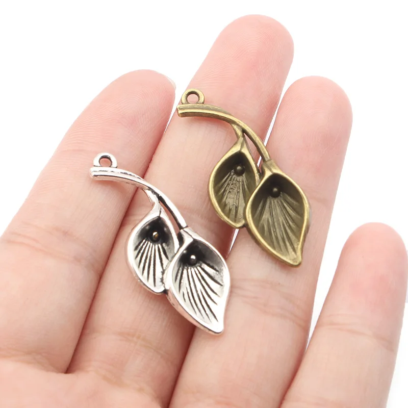 

10pcs/lot Two Leaves Zinc Alloy Charms Earring DIY Handmade Jewelry Accessories For Necklace Pendants Jewelry Accessories
