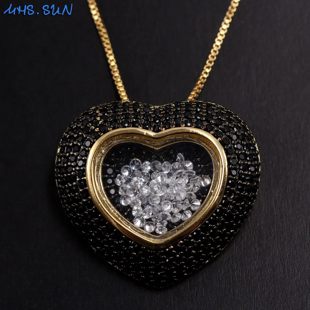 MHS.SUN женское мозаичный Циркон ожерелье с кулоном в виде сердца винтажное Золотое