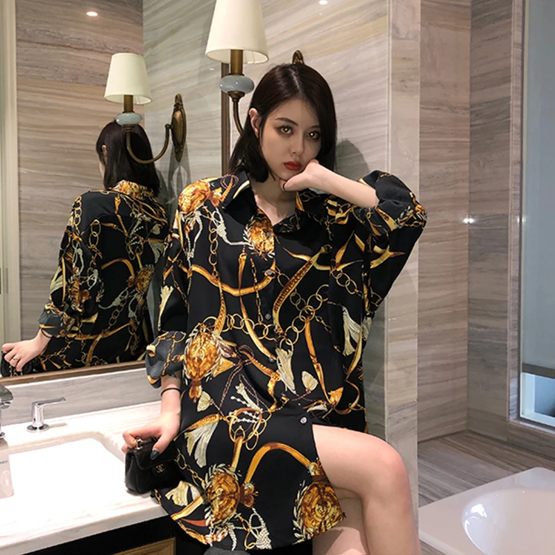 

Plus size Fashion casual oversized Women Blouses 2021 Spring chiffon Blouse three quarter sleeve Loose Tops Shirts Blusas Mujer