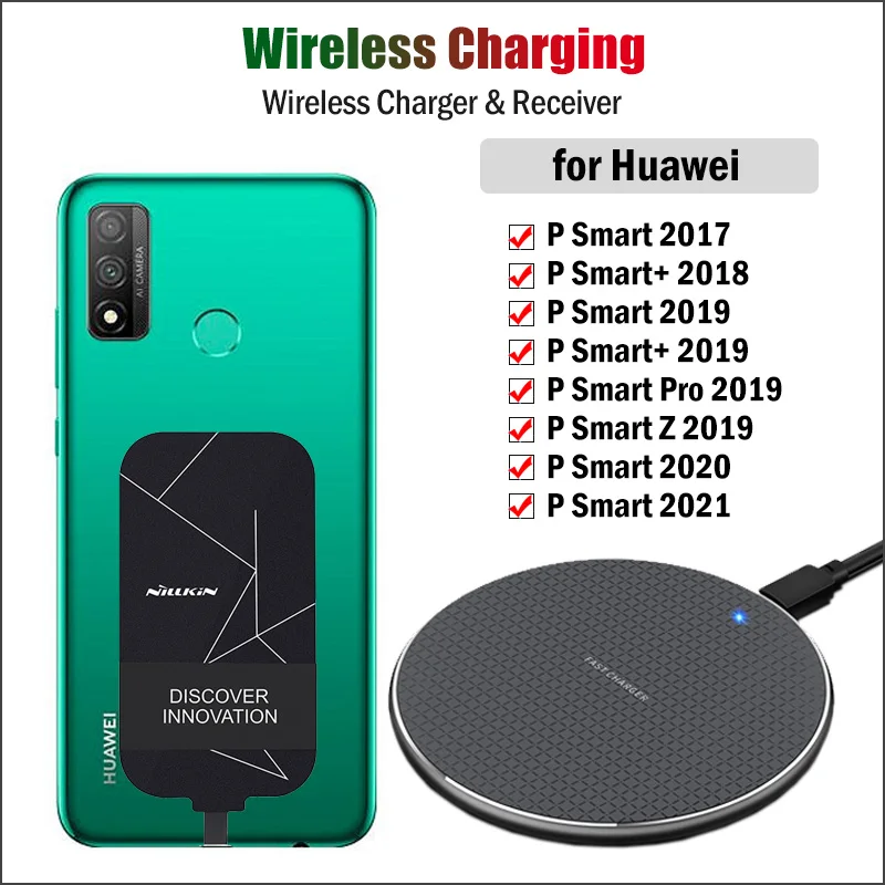 

Wireless Charging for Huawei P Smart Z Pro 2018 2019 2020 2021 Wireless Charger+USB Charging Receiver Micro USB Type-C Adapter