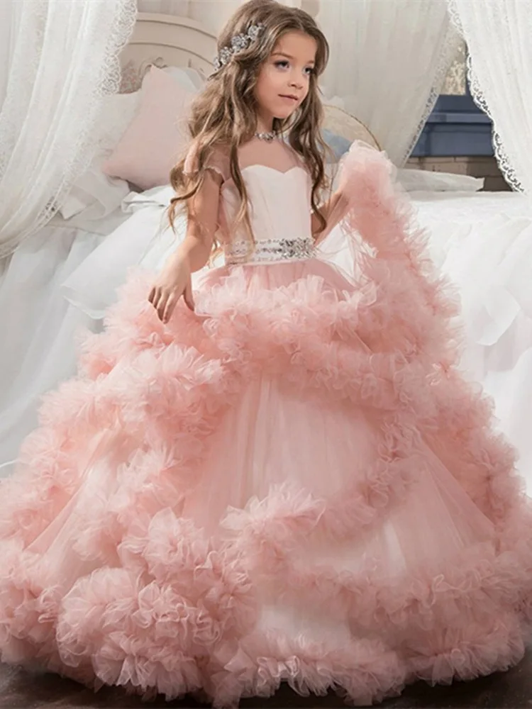 

Girls Dresses For Weddings Jewel Neck Appliques Pageant Gowns Kids Party First Communion Wear