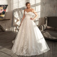 plus size strapless sleeveless wedding dresses for ladies a line applique floor length bridal gowns 2022 summer robe de mari%c3%a9e