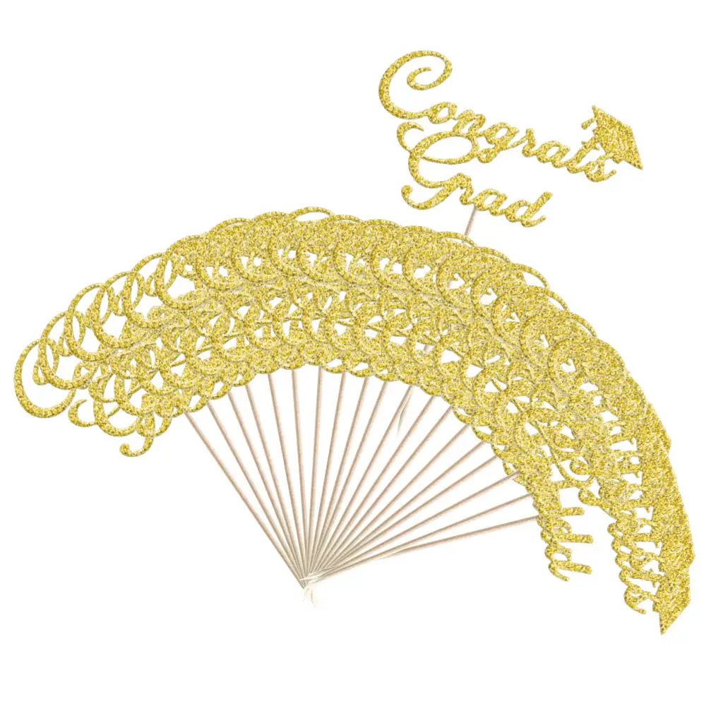 

20 штук, поздравления, градиентный Топпер для торта для градиентной вечеринки, настоящий Блестящий Золотой