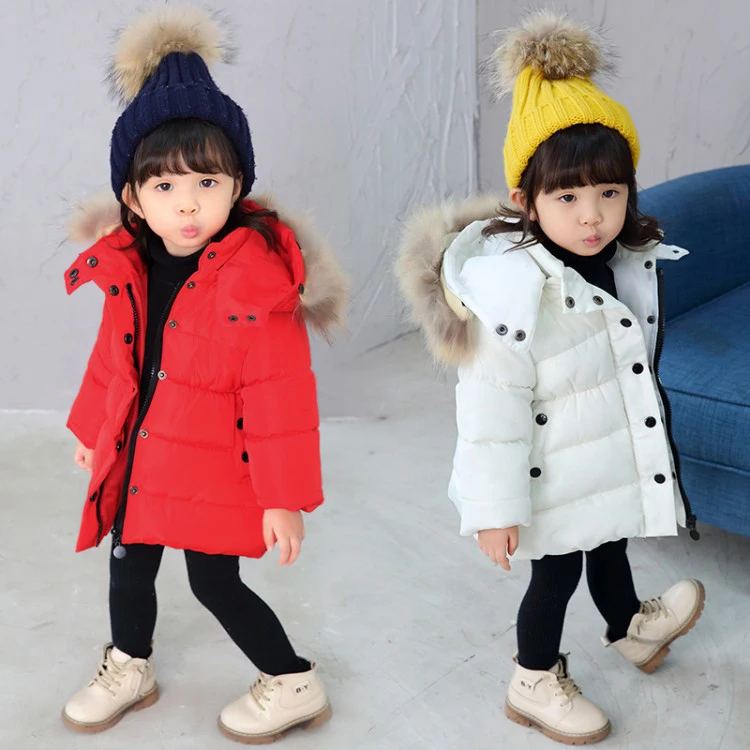 Зимняя одежда для маленьких девочек пуховики мальчиков детское пальто с мехом
