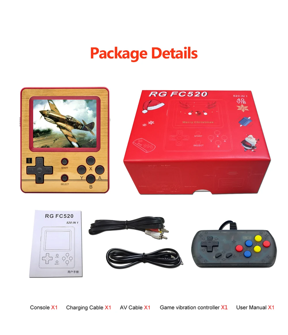 

Retro Handheld Game Player For FC 520 8 Bit 3.0 Inch IPS Screen Video Game Console With Handle Built-in 520 Classic Games AV Out