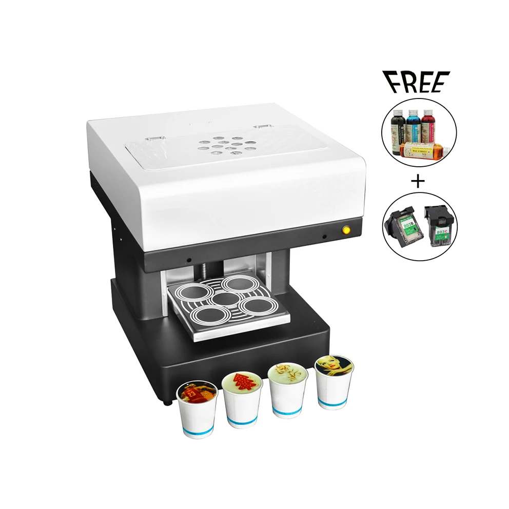 

Coffee Printer 4 Cups Inkjet Printer Selfie 3d Coffee Printing Machine for Cappuccino Chocolate Tea Biscuits Cake Macaron