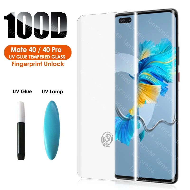 

Защитное стекло для Huawei Mate 40 Pro, 5G, на весь экран, жидкий клей для Mate 40 Pro Plus, закаленное УФ-стекло Mate RS