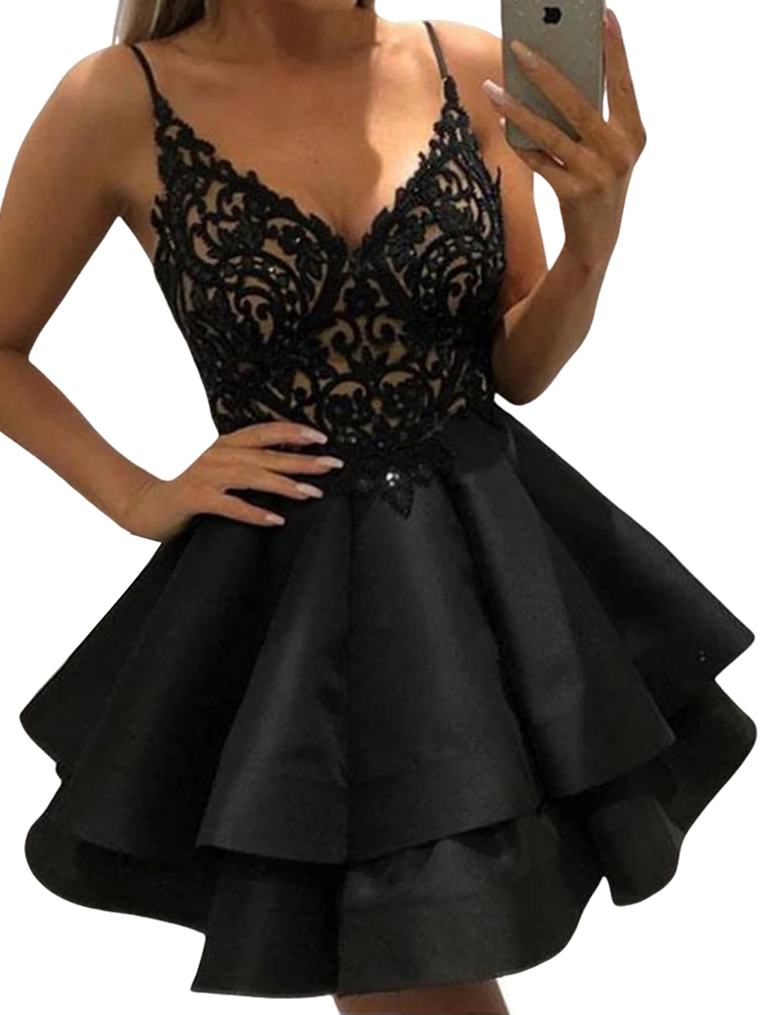 Сексуальное кружевное платье для женщин с глубоким v-образным вырезом А-силуэта