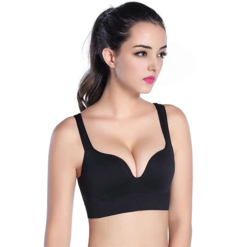 

Women Seamless Wirefree Fitness Bra Solid Color Gather Push Up Sag-Proof 3/4 Cup Beauty Back Charm Bra