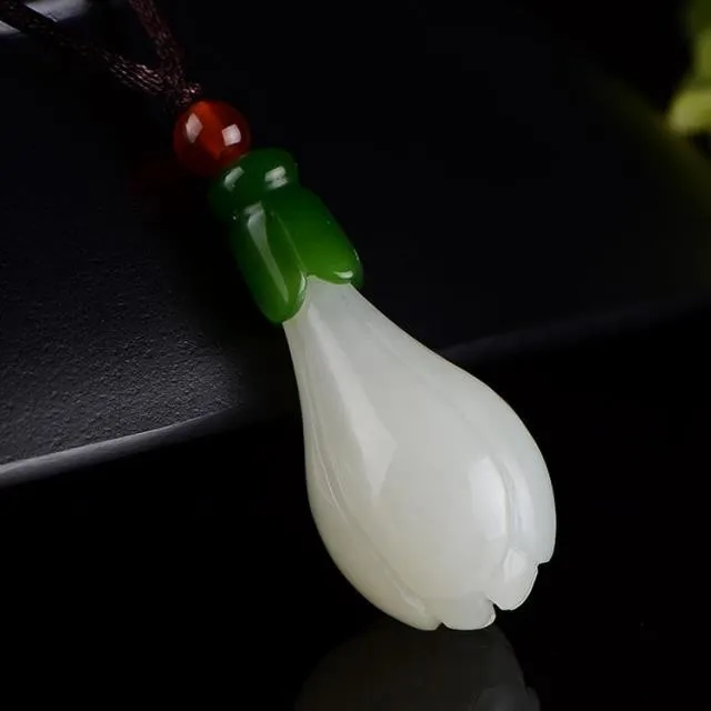 Natural Chinese HeTian White Jade Orchid Flower Pendant Hand-Carved Lanyard Fashion Charm Jewelry for Men Women Auspicious Gifts | Украшения