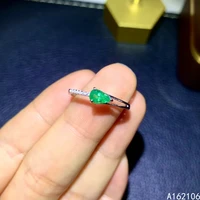 925 pure silver chinese style natural emerald womens classic trendy water drop adjustable gem ring fine jewelry support detecti
