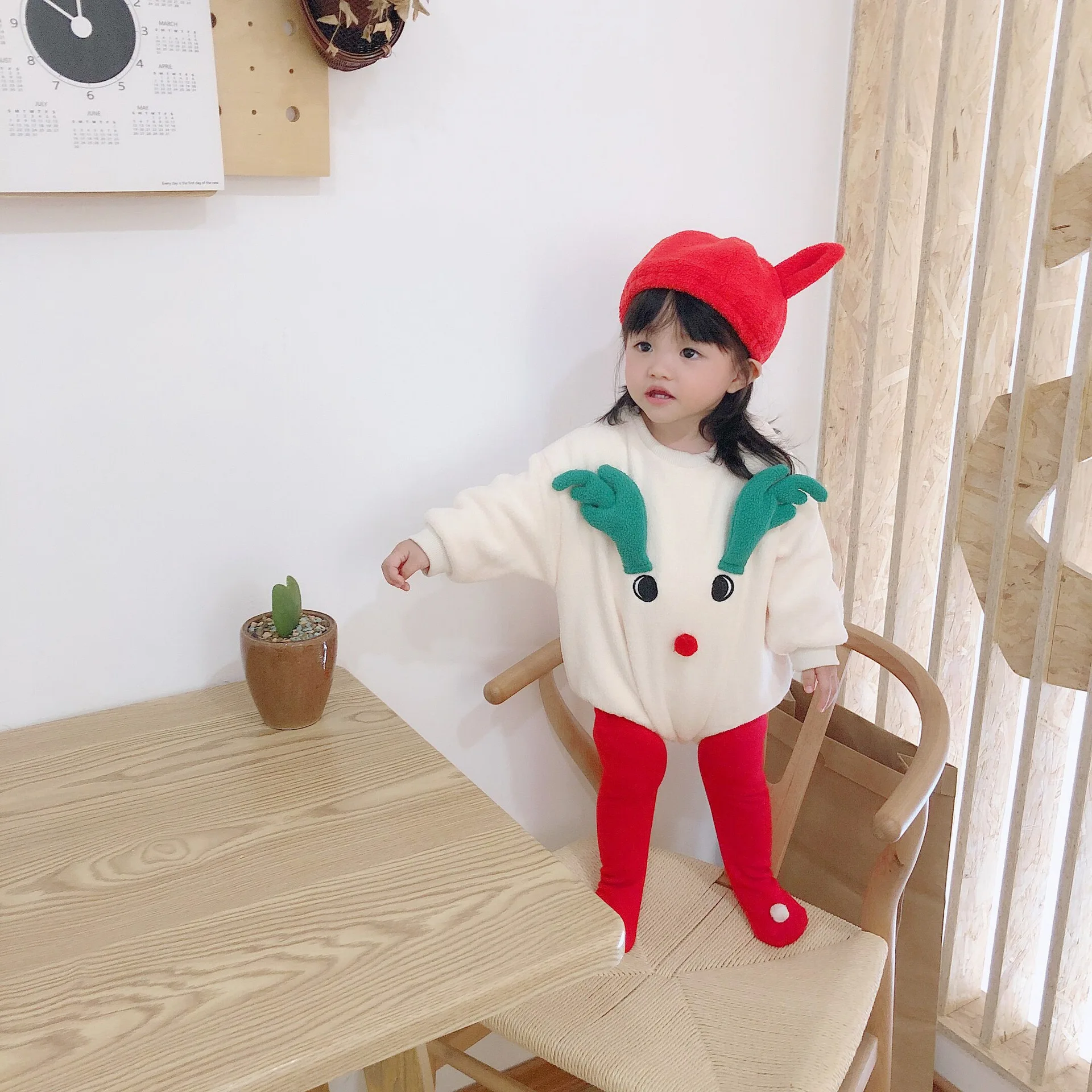 

Newborn Baby Christmas Suits Set My First Christmas Baby Warm Winter Clothes Girls Rompers+Hat+Pants 3pcs Infant Elk Outfits