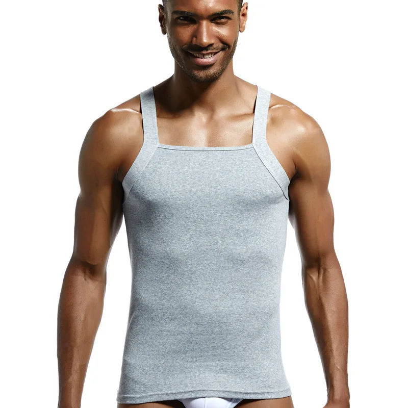 Men Vests Undershirts Men's Close-Fitting Vest Fitness Elastic Leisure Breathable Hole Sweat Absorbing Solid Undershirts COTTON