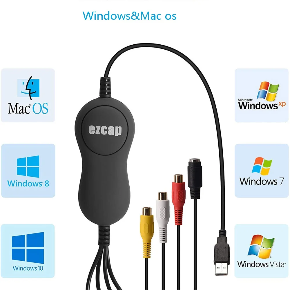 Преобразователь видеозахвата USB2.0 запись аналогового видео с VHS VCR DVD-плеера в
