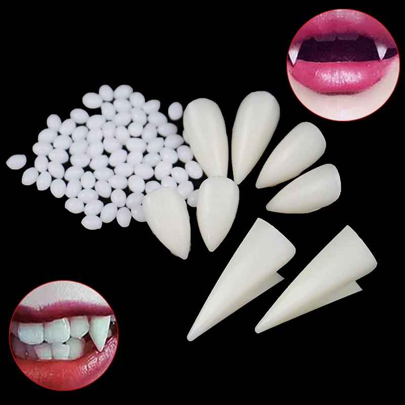 DIY Environmentally Friendly Resin Halloween Costume Props Party 1 Pair 4 Size Dentures Props Vampire Teeth Fangs For Tooth Care