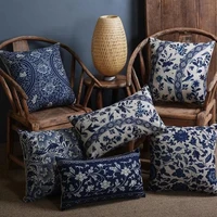 1pc vintage pillow case blue and white cushion cover porcelain printed pillowcase car decorative sofa chair