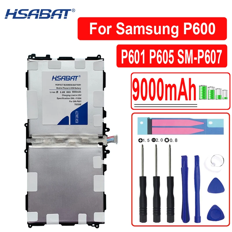 HSABAT T8220E 9000 мА/ч, Батарея для samsung GALAXY Note 10,1 вкладка Pro 10,1 P600 P601 P605 SM-P607 SM-T520 SM-T525 батареи
