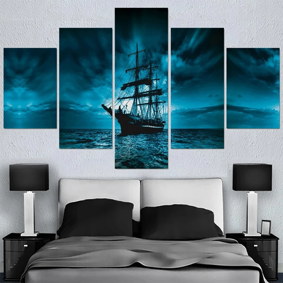

Modular Picture HD Printed Modern Painting Wall Art 5 Panel Pirate Ship Home Decoration Posters Framework Living Room On Canvas