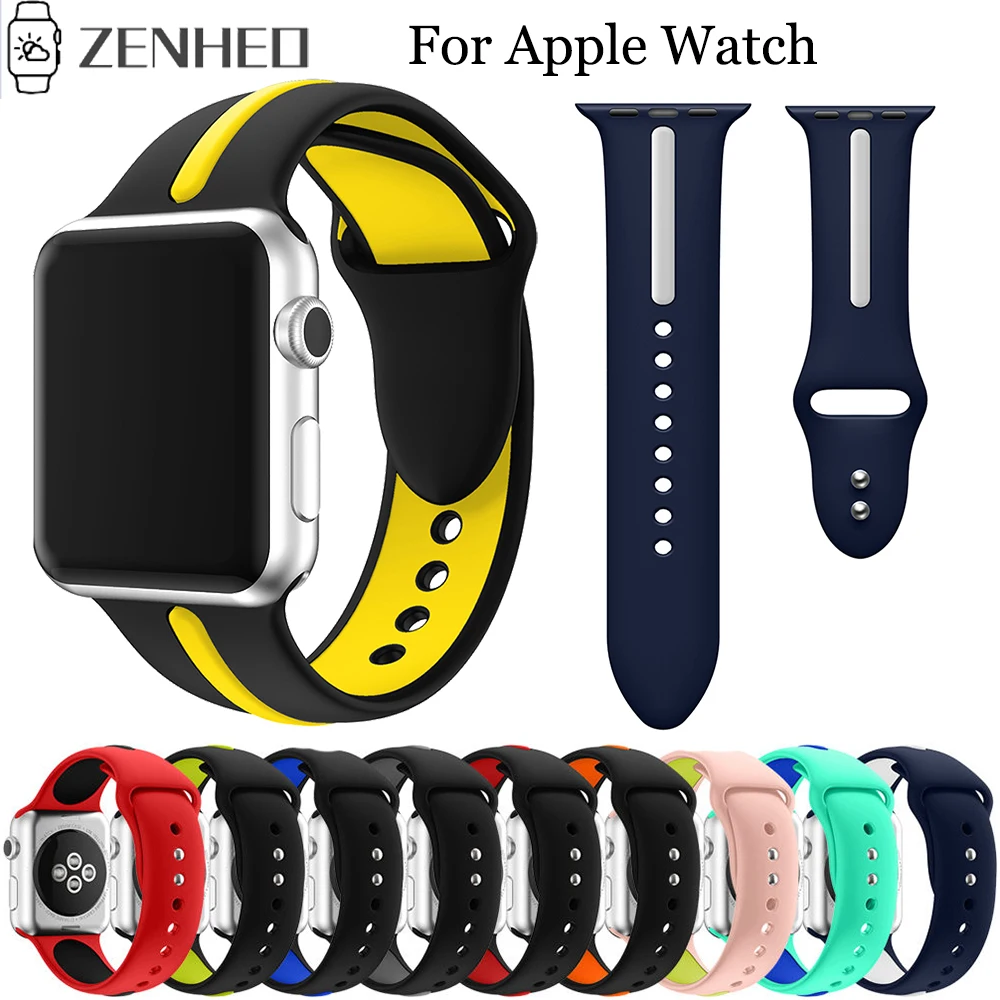 Ремешок силиконовый для Apple Watch Band 38 мм 42 спортивный браслет iWatch 4 44 40 watch 3 2