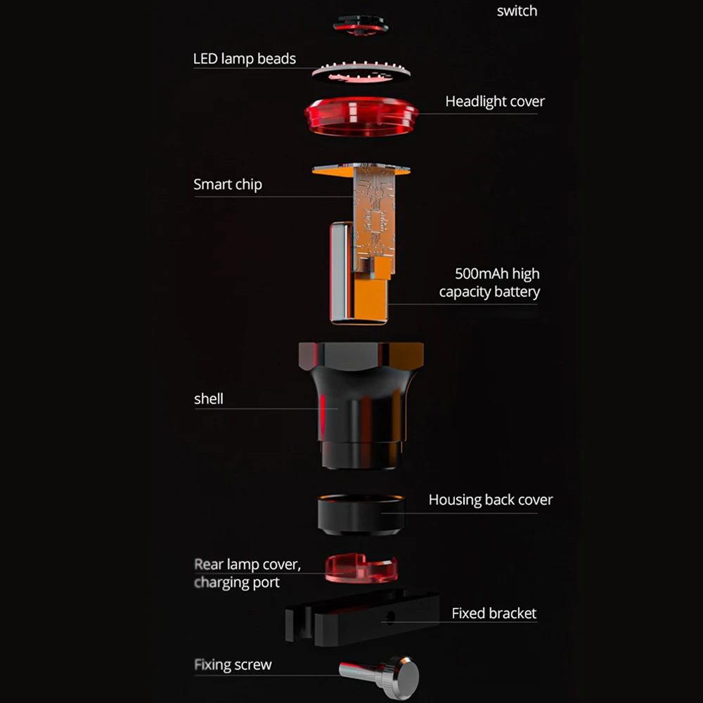 Задний светодиодный фонарь для горного велосипеда MEROCA USB безопасности