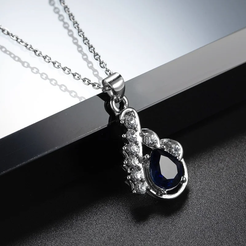 

Vintage Royal Blue Zircon Pendant Necklace 2022 Trend Clavicle Chain Necklace For Women Fine Jewelry Wedding Party Birthday Gift