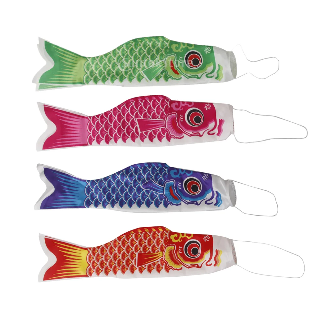 

Японский атласный Карп 55 см Koi Nobori, атласное украшение, набор из 4 шт.