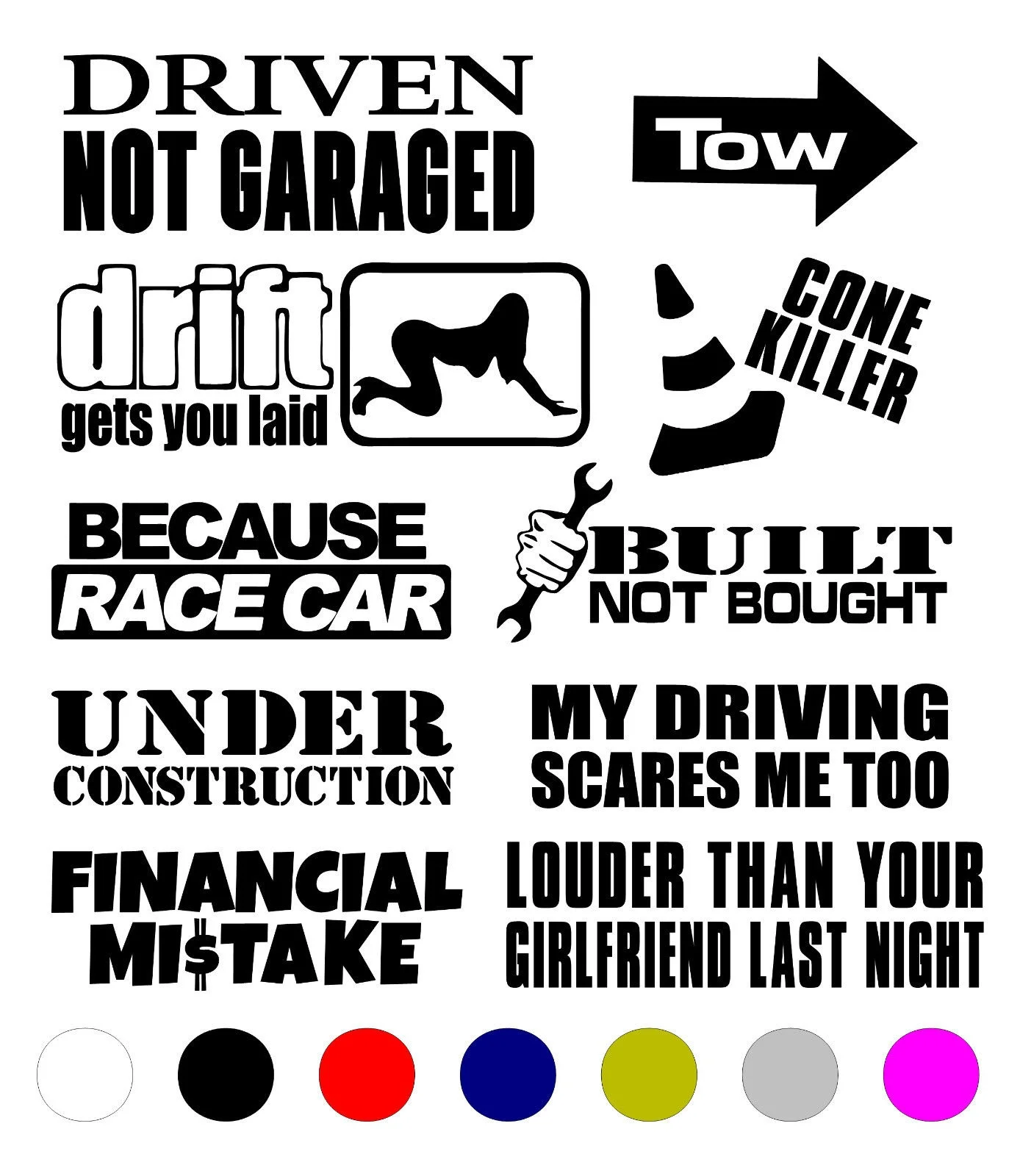 

For 1Set JDM 10 PACK CAR STICKER DECAL LOT TUNER EURO LOW DRIFT FUNNY BOOST STANCE RACING Car Styling