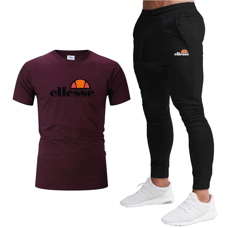 

2021 new summer fashion casual printed men's suit sportswear men's sports shirt short-sleeved T-shirt + sports pants 2-piece set