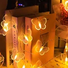 Светодиодная гирлянда на батарейках вечерние Праздничная рождественсветильник ПА с бабочками, украшение для дома, 2040 светодиосветильник
