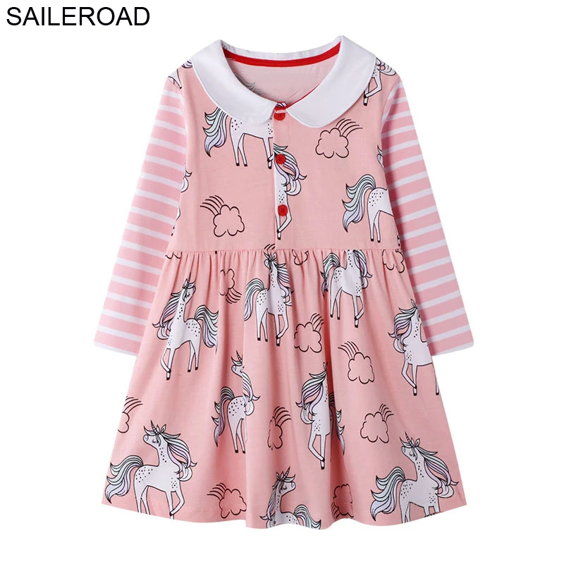 SAILEROAD Платье Единорога Дети Vestidos Осень Девочек с Длинным Рукавом для Детей