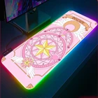Розовый кавайный анимационный RGB 900*400 резиновый игровой коврик для мыши со светодиодной подсветкой, противоскользящий лучший выбор, коврик для мыши CS GO Xxl