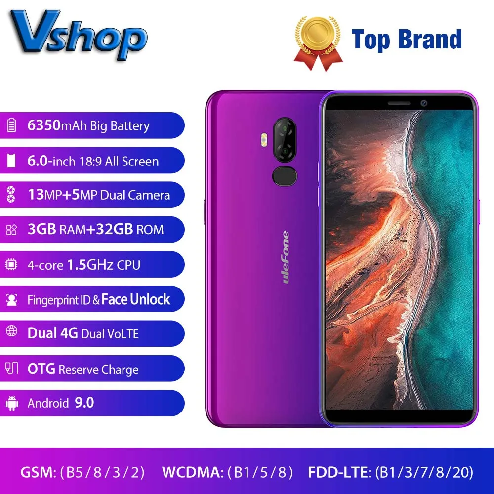 Смартфон Ulefone P6000 Plus Android 9 0 6350 мАч 6 дюйма 18:9 HD + MT6739 Ouad Core 3 ГБ 32 ГБ|Смартфоны| |
