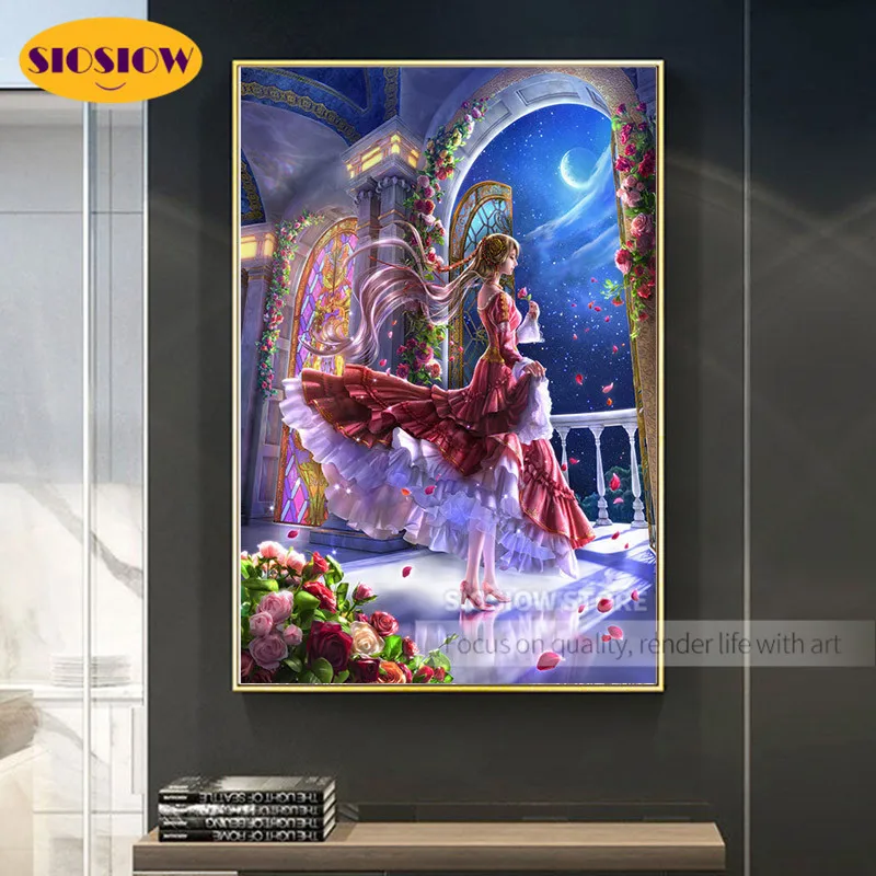 SIOSIOW 5d сделай сам алмазная вышивка платье принцессы для девочек картина из страз