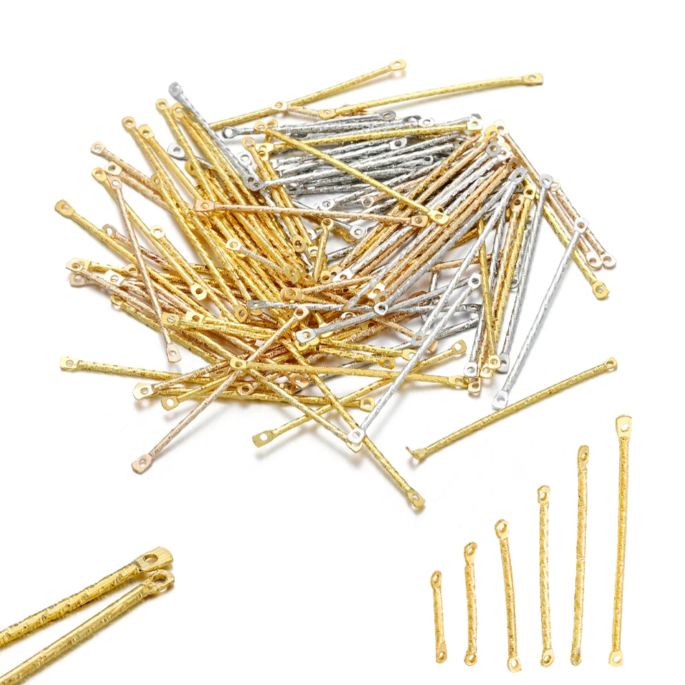 

50Pcs 15-40mm 2-Hole Gold Twisted Bar Stick Strip Earrings Connecting Earring Necklace Connector For Jewelry Making DIY Supplies